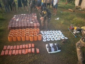 A cache of NPA explosives recovered in the past by troops under the Eastern Mindanao Command in this photo released. PHOTO BY AL JACINTO