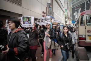 Maids and rights activists protest over allegations of an Indonesian maid being abused in Hong Kong on Thursday. AFP PHOTO