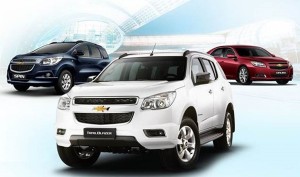 Chevrolet’s newest models in the Philippines: (from left) Spin, Trailblazer and Malibu