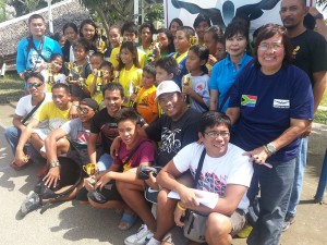 Philippine Swimming League President Susan Papa, Secretary-General Maria Susan Benasa, Capiz Turbo Shark President Pepe Borres and Region 6 coaches pose with the Most Outstanding Swimmer awardees in the PSL 53rd Leg Series on Sunday at the Villareal Stadium in Roxas City, Capiz.