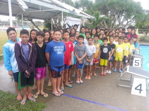 PSL President Susan Papa (extreme right second row) and Secretary-General Maria Susan Benasa (extreme right first row) gather the 53 top swimmers of Region 6, eligible to participate in a Singapore swim gala this year. CONTRIBUTED PHOTO