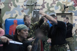 “Mumbakki” Daniel Foronda (left) trains members of Russian Special Forces in the tactical use of the knife.