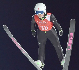 Sara Takanashi executes a jump during training at the RusSki Gorki Jumping Center during the Sochi Winter Olympics. AFP PHOTO