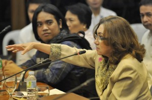 Ruby Tuason gestures while answering a question at the Senate on Thursday. PHOTO BY EDWIN MULI