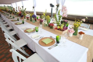 The elegant press banquet set up by the ridge