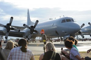 An RAAF Orion aircraft arrives back at Pearce Air Base in Bullsbrook, 35 kilometers north of Perth, after assisting in the continuing search for missing Malaysia Airlines flight MH370 in the southern Indian Ocean on Monday. Malaysia’s transport minister said on March 24 that Australia had spotted two objects in the search for Malaysia’s missing plane in the southern Indian Ocean and was sending a ship to investigate. AFP