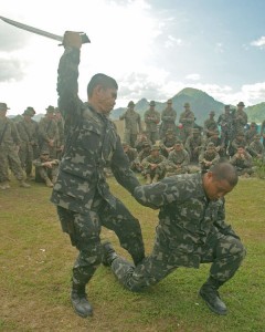 TSgt. Manuel Prado Jr. demonstrates the use of the ginunting in combat. CONTRIBUTED PHOTO