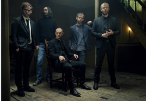 The National comprised of Matt Berninger (vocals), twins Aaron (guitar and keyboard) and Bryce Dessner (guitar) and Scott (bass) and Bryan Devendorf (drums)