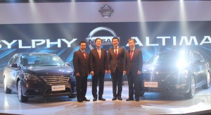 Presenting the new Sylphy and Almera are (from left) Nissan Phils. Inc. General Manager for Sales Lee Junia, Nissan Motor Co. Executive Vice President Takao Katagiri, Nissan Phils. Inc. President and Managing Director Kenji Naito and Nissan Motor Co. Vice Chairman Toshiyuki Shiga