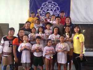 Philippine Swimming League President Susan Papa and Secretary General Maria Susan Benasa, M.D. pose with Most Outstanding Swimmers Angela Niones, Jasmine Mojdeh, Tina Baccay, Althea Golimlim, Janelle Blanch, Jasmine del Moro, Rafael Lentejas 3rd, Marc Dula, Charles Ticbaen, Michael Lozada, Philip Mendoza and Eirik Rivera.        Contribted photo