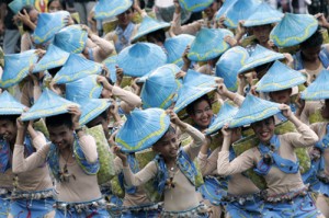 A group performs during the street dancing competition, one of the highlights of the Daragang Magayon festival in Bicol region. Each municipality sent a delegation of dancers for the contest. PHOTO BY RENE H. DILAN 