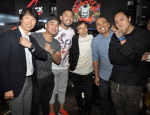 Casio executives Tetsushi Ichimori (left) and Kikuo Ibe with Filipino G-Shock ambassadors Kaz Onozawa, Nix Pernia, Mai Mailan and Archie Geotina