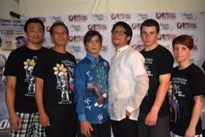 PhilMaHoF Executive Director Garitony Nicolas (center) poses with some foreign and local delegates to the event. To his right are Denny Jenni and Grandmaster Criz Vasquez. To his left are Jeff Panes, Marco Zeller and Joanna Gabriel.  Contributed photo