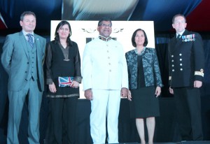 Deputy Head of Mission Trevor Lewis, UK ambassador’s wife Zubeda Khamboo, British Ambassador Asif Ahmad, Foreign Affairs Undersecretary Linglingay Lacanlale, Commodore Clive Walker