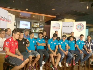 The members of the Philippine Azkals during a press conference hosted by ABS CBN Sports at the Outback Steak restaurant in Glorieta Mall, Makati City. CONTRIBUTED PHOTO