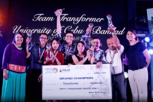 WINNING TEAM: Team Transformers of the University of Cebu emerged as the grand prizewinner of Unilab Foundation’s Ideas Positive project. In photo from left are Rhodora Palomar-Fresnedi, executive director of Unilab Foundation and senior vice president, Unilab International; team members Jerome Cuyos, Jeanette Cabahug, John Paul Preston, Sharmaine Grace Tabal, Rheyz Michael Campilan, their mentor Dr. Christopher Biore, and Karen Singian, Ideas Positive head.