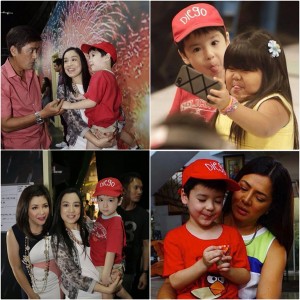 Diego Ledesma and his celebrity fans (clockwise from left): Vic Sotto, Ryzza Mae, Regine Velasquez and Alice Dixson