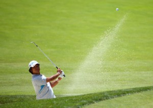 Hideki Matsuyama of Japan hits his third shot on the 2nd hole during the final round of the Memorial Tournament presented by Nationwide Insurance at Muirfield Village Golf Club in Dublin, Ohio. AFP PHOTO