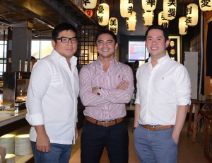 Actor-entrepreneur Marvin Agustin (center) and his business partners Raymond Magdaluyo (left) and Ricky Laudico realized that a more affordable teppanyaki concept was missing in the food scene