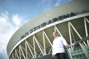  iglesia ni cristo (church of christ) spokesman edwil Zabala stands outside the newly built Philippine arena in Bocaue, Bulacan. aFP PHoto 