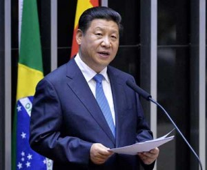 Chinese President Xi Jinping speaks before Congress in Brasilia, Brazil on Thursday. AFP PHOTO