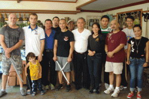  Maestro Romy Macapagal (fifth from left) with other Kalis Ilustrisimo practitioners during a celebration of his birthday. Third from left is Maestro Tony Diego, another original student of Tatang Ilustrisimo and Maestra Peachie Baron Saguin (third from right) author of Punta Y Daga of Kalis Ilustrisimo. CONTRIBUTED PHOTOS 