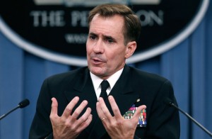 Pentagon Press Secretary Rear Adm. John Kirby answers questions at the Pentagon August 22, 2014 in Arlington, Virginia. Kirby commented on the current situation in Iraq, Ukraine, and the recent interception of a U.S. aircraft by a Chinese fighter jet over international waters. Win McNamee/Getty Images/AFP