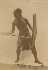  An Igorot warrior holding a spear with multiple barbs (PHILIPPINE PHOTOGRAPHS DIGITAL ARCHIVE, SPECIAL COLLECTIONS LIBRARY, UNIVERSITY OF MICHIGAN