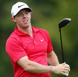 Rory McIlroy of Northern Ireland watches a shot during a practice round for the World Golf Championships-Bridgestone Invitational at Firestone Country Club South Course in Akron, Ohio. AFP PHOTO