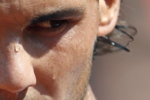 Spain’s Rafael Nadal is pictured during his match against Japan’s Nishikori Kei during their French Tennis Open round of sixteen match at the Roland Garros stadium in Paris, on June 3, 2013. AFP PHOTO