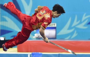 Lee Yong-hyun of South Korea performs during the wushu final men’s daoshu at the 2014 Asian Games in Incheon. AFP PHOTO