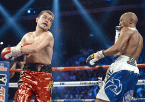 Nonito Donaire Jr. throws a punch against South African Simpiwe Vetyeka during their fight for the WBA featherweight crown in May this year. AFP FILE PHOTO