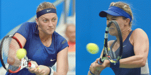 Petra Kvitova and Eugenie Bouchard. AFP PHOTOS