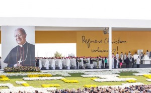  The scene at Madrid’s Parque Valdebebas when the portrait of Opus Dei’s Alvaro del Portillo was unveiled after the formal declaration of his being a blessed. 