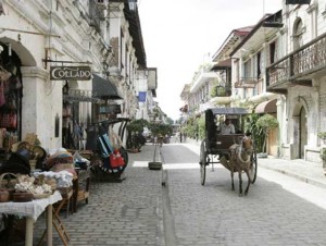  A scene out of the past: One of Vigan’s cobblestone streets.