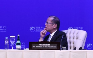 President Benigno Aquino 3rd focuses on the exchanges during the opening session of the Bali Democracy Forum. MALACAÑANG PHOTO