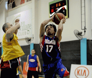 PACMAN PLAYS HOOPS. Manny Pacquiao shoots a ball during a practice session of the Kia Sorento. AFP FILE PHOTO