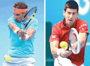 Rafael Nadal and Novak Djokovic AFP PHOTOS
