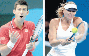 Novak Djokovic and Maria Sharapova. AFP PHOTOS