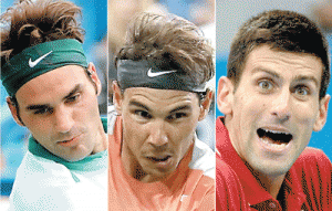 Roger Federer, Rafael Nadal and Novak Djokovic. AFP PHOTOS