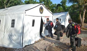 ISLAND SHELTER  One of the barracks for the Filipino peacekeepers in isolation on Caballo Island. PHILIPPINE NAVY PHOTO 