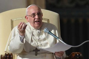 Terrorist Target Pope Francis delivers a speech during a recent general audience at Saint Peter’s square at the Vatican. AFP PHOTO