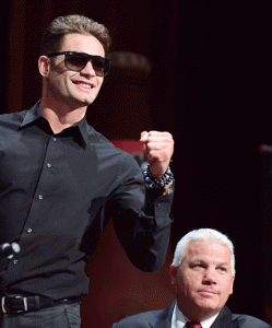 READY TO RUMBLE Chris Algieri (left) with promoter Joe DeGuardia. AFP FILE PHOTO