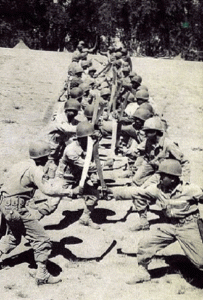 The first Filipino Battalion practicing bolo against bolo techniques. (From Dan Inosanto’s book The Filipino Martial Arts)