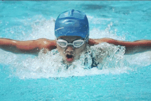 Micaela Jasmine Mojdeh finishes a lap during the butterfly event of the 2014 Royal Bangkok Swimming Championship. She has so far won one gold, two silvers and one bronze. CONTRIBUTED PHOTO