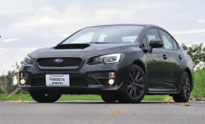 The body kit of the WRX gives the car a much wider stance