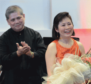 Renowned pianist Cristine Coyiuto and MMCO conductor Josefino Chino Toledo