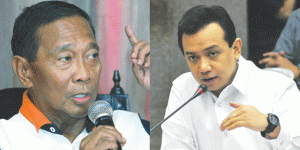 (Left) Vice President Jejomar Binay and Sen. Antonio Trillanes 4th