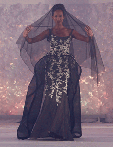 Wilma Doesnt pulls of the designer’s vision of a wedding gown in black