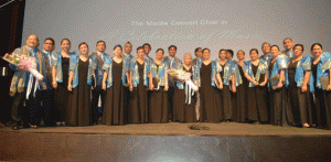 The Manila Concert Choir, led by Prof. Emeritus Leonor Magtolis Briones (center), proudly performed Filipino music for Thai audiences in Bangkok